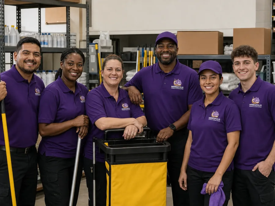Industrial cleaning crew servicing a Minneapolis warehouse facility