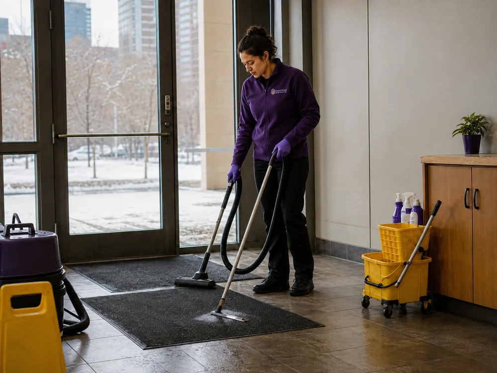 Commercial cleaner maintaining a Minneapolis retail sales floor